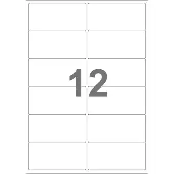 A4-12 smal, 12 Udstansede etiketter/ark, 99,1 x 47,5 mm, hvid mat, 100 ark - A4, A5 & A6 etiketter i ark
